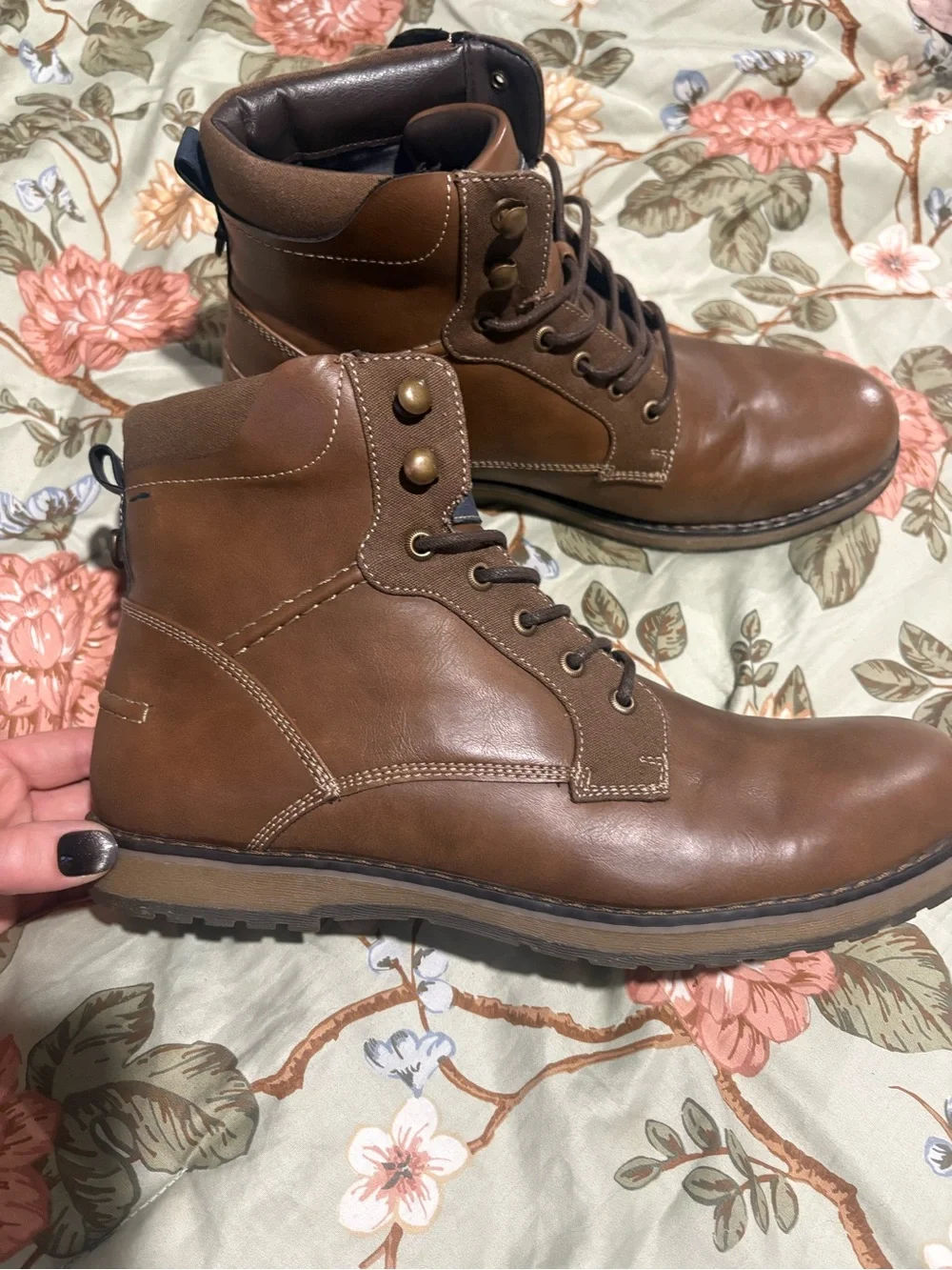 Men's Izod Memory Foam Brown Leather Lace-Up Boots